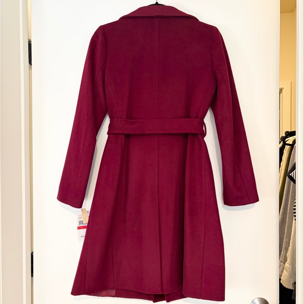 Michael Kors Asymmetrical Belted Wool Coat Ruby Red, SP - Picture 3 of 8